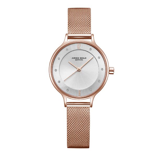 ARIES GOLD ENCHANT ROSE GOLD STAINLESS STEEL L 5033Z RG-W MESH STRAP WOMEN'S WATCH